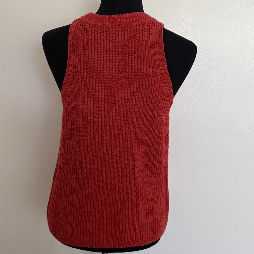 Madewell Red Ribbed Knit Sleeveless Sweater Size Small - Picture 5 of 7